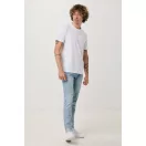 Tricou cu maneca scurta, la baza gatului, Casual, Unisex, iqoniq, 2410E19311, Bumbac, Alb recycled, XXL