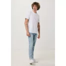 Tricou cu maneca scurta, la baza gatului, Casual, Unisex, iqoniq, 2410E19311, Bumbac, Alb recycled, XXL