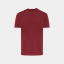 Tricou cu maneca scurta, la baza gatului, Casual, Unisex, iqoniq, 2410E19146, Bumbac, Rosu burgundy, L