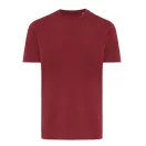 Tricou cu maneca scurta, la baza gatului, Casual, Unisex, iqoniq, 2410E19146, Bumbac, Rosu burgundy, L