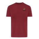 Tricou cu maneca scurta, la baza gatului, Casual, Unisex, iqoniq, 2410E19146, Bumbac, Rosu burgundy, L