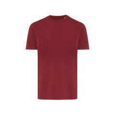   Tricou cu maneca scurta, la baza gatului, Casual, Unisex, iqoniq, 2410E19147, Bumbac, Rosu burgundy, M