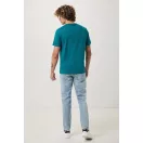 Tricou cu maneca scurta, la baza gatului, Casual, Unisex, iqoniq, 2410E19340, Bumbac, Verde verdigris, XL