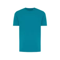   Tricou cu maneca scurta, la baza gatului, Casual, Unisex, iqoniq, 2410E19342, Bumbac, Verde verdigris, XXL
