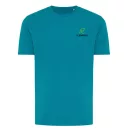 Tricou cu maneca scurta, la baza gatului, Casual, Unisex, iqoniq, 2410E19342, Bumbac, Verde verdigris, XXL