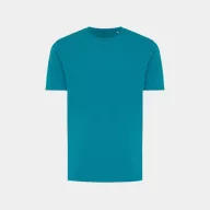   Tricou cu maneca scurta, la baza gatului, Casual, Unisex, iqoniq, 2410E19343, Bumbac, Verde verdigris, 3XL
