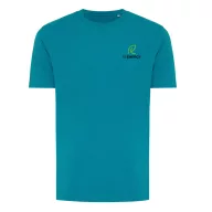   Tricou cu maneca scurta, la baza gatului, Casual, Unisex, iqoniq, 2410E19343, Bumbac, Verde verdigris, 3XL