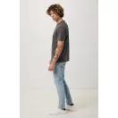 Tricou cu maneca scurta, la baza gatului, Casual, Unisex, iqoniq, 2410E19129, Bumbac, Gri anthracite, L