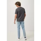 Tricou cu maneca scurta, la baza gatului, Casual, Unisex, iqoniq, 2410E19129, Bumbac, Gri anthracite, L