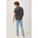 Tricou cu maneca scurta, la baza gatului, Casual, Unisex, iqoniq, 2410E19131, Bumbac, Gri anthracite, S