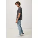 Tricou cu maneca scurta, la baza gatului, Casual, Unisex, iqoniq, 2410E19131, Bumbac, Gri anthracite, S