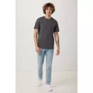 Tricou cu maneca scurta, la baza gatului, Casual, Unisex, iqoniq, 2410E19135, Bumbac, Gri anthracite, XXS