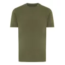 Tricou cu maneca scurta, la baza gatului, Casual, Unisex, iqoniq, 2410E19208, Bumbac, Kaki, XS