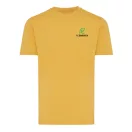 Tricou cu maneca scurta, la baza gatului, Casual, Unisex, iqoniq, 2410E19293, Bumbac, Galben ochre, XS