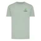 Tricou cu maneca scurta, la baza gatului, Casual, Unisex, iqoniq, 2410E19186, Bumbac, Verde ice, L