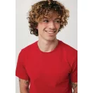 Tricou cu maneca scurta, la baza gatului, Casual, Unisex, iqoniq, 2410E19316, Bumbac, Rosu, XL