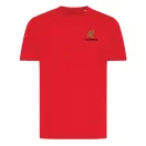 Tricou cu maneca scurta, la baza gatului, Casual, Unisex, iqoniq, 2410E19317, Bumbac, Rosu, XS