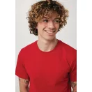 Tricou cu maneca scurta, la baza gatului, Casual, Unisex, iqoniq, 2410E19319, Bumbac, Rosu, XXS