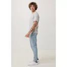 Tricou cu maneca scurta, la baza gatului, Casual, Unisex, iqoniq, 2410E19251, Bumbac, Gri light, L