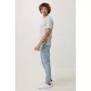 Tricou cu maneca scurta, la baza gatului, Casual, Unisex, iqoniq, 2410E19252, Bumbac, Gri light, M