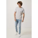 Tricou cu maneca scurta, la baza gatului, Casual, Unisex, iqoniq, 2410E19256, Bumbac, Gri light, XXL