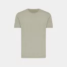Tricou cu maneca scurta, la baza gatului, Casual, Unisex, iqoniq, 2410E19242, Bumbac, Verde light, L