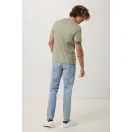Tricou cu maneca scurta, la baza gatului, Casual, Unisex, iqoniq, 2410E19247, Bumbac, Verde light, XXL