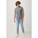 Tricou cu maneca scurta, la baza gatului, Casual, Unisex, iqoniq, 2410E19222, Bumbac, Gri light anthracite, XL