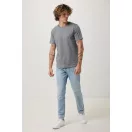 Tricou cu maneca scurta, la baza gatului, Casual, Unisex, iqoniq, 2410E19224, Bumbac, Gri light anthracite, XXL
