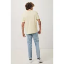 Tricou cu maneca scurta, la baza gatului, Casual, Unisex, iqoniq, 2410E19162, Bumbac, Galben crem, L