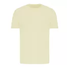 Tricou cu maneca scurta, la baza gatului, Casual, Unisex, iqoniq, 2410E19164, Bumbac, Galben crem, S