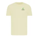 Tricou cu maneca scurta, la baza gatului, Casual, Unisex, iqoniq, 2410E19164, Bumbac, Galben crem, S