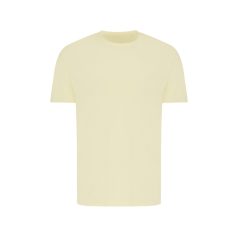   Tricou cu maneca scurta, la baza gatului, Casual, Unisex, iqoniq, 2410E19167, Bumbac, Galben crem, XXL