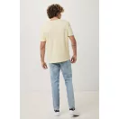 Tricou cu maneca scurta, la baza gatului, Casual, Unisex, iqoniq, 2410E19167, Bumbac, Galben crem, XXL