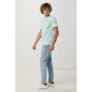 Tricou cu maneca scurta, la baza gatului, Casual, Unisex, iqoniq, 2410E19173, Bumbac, Verde mint, XL
