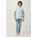 Tricou cu maneca scurta, la baza gatului, Casual, Unisex, iqoniq, 2410E19175, Bumbac, Verde mint, XXL