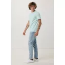 Tricou cu maneca scurta, la baza gatului, Casual, Unisex, iqoniq, 2410E19175, Bumbac, Verde mint, XXL