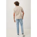 Tricou cu maneca scurta, la baza gatului, Casual, Unisex, iqoniq, 2410E19234, Bumbac, Natur light, L