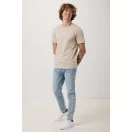 Tricou cu maneca scurta, la baza gatului, Casual, Unisex, iqoniq, 2410E19238, Bumbac, Natur light, XS