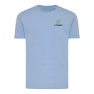 Tricou cu maneca scurta, la baza gatului, Casual, Unisex, iqoniq, 2410E19226, Bumbac, Albastru light, L