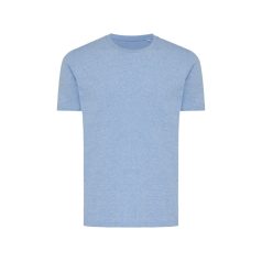   Tricou cu maneca scurta, la baza gatului, Casual, Unisex, iqoniq, 2410E19227, Bumbac, Albastru light, M