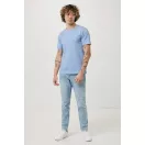 Tricou cu maneca scurta, la baza gatului, Casual, Unisex, iqoniq, 2410E19231, Bumbac, Albastru light, XXL
