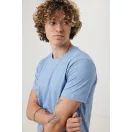 Tricou cu maneca scurta, la baza gatului, Casual, Unisex, iqoniq, 2410E19231, Bumbac, Albastru light, XXL