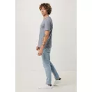 Tricou cu maneca scurta, la baza gatului, Casual, Unisex, iqoniq, 2410E19263, Bumbac, Albastru light navy, XXL