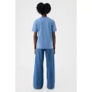 Tricou la baza gatului cu maneca scurta, iqoniq, 2610E15945, Unisex, Bumbac, Albastru Moon, M