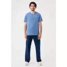 Tricou la baza gatului cu maneca scurta, iqoniq, 2610E15946, Unisex, Bumbac, Albastru Moon, S