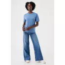Tricou la baza gatului cu maneca scurta, iqoniq, 2610E15950, Unisex, Bumbac, Albastru Moon, XXS