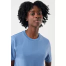 Tricou la baza gatului cu maneca scurta, iqoniq, 2610E15950, Unisex, Bumbac, Albastru Moon, XXS