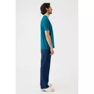   Tricou la baza gatului cu maneca scurta, iqoniq, 2610E15937, Unisex, Bumbac, Albastru Dark Teal, M
