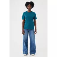   Tricou la baza gatului cu maneca scurta, iqoniq, 2610E15941, Unisex, Bumbac, Albastru Dark Teal, XXL